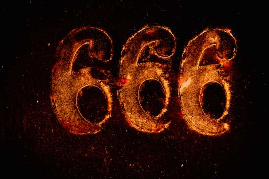 The number 666 outline in flames. This number is associated with the mark of the beast, a topic that's been a trigger for anxiety.