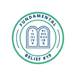 An icon of the Ten Commandments to represent what  Fundamental Belief #19 teaches about the law of God.