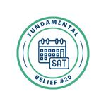 An icon of a calendar emphasizing Saturday to represent the Sabbath and what Fundamental Belief #20 says about it.