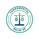 An icon of a scale with a check and x to represent the Great Controversy, which is what Fundamental Belief #8 addresses.