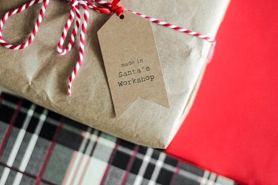 Package from Santa A Christmas gift with a gift tag from Santa's workshop