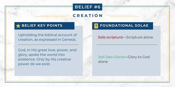 Adventist belief in creation Chart explaining how the Adventist belief in creation relates to Protestant principles.