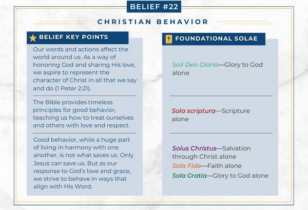Adventist belief in Christian behavior Chart explaining how the Adventist belief in Christian behavior relates to Protestant principles.