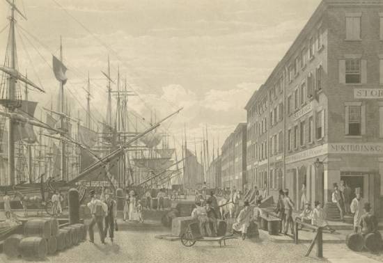 New York during the 1800s Victorian era A busy port circa 1800s represents the hustle and bustle of city life around the time of Ellen White's original writings.