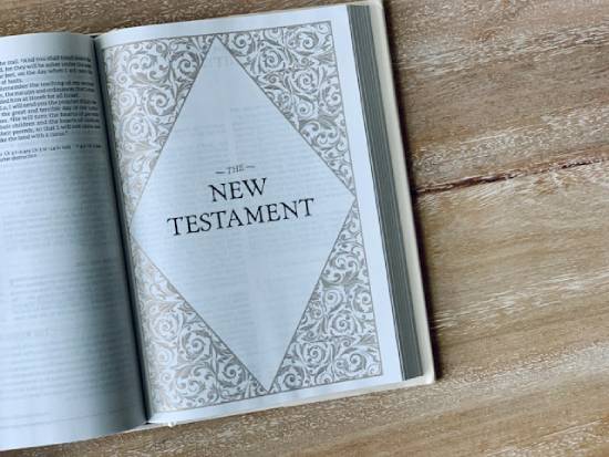 A Bible opened to the New Testament