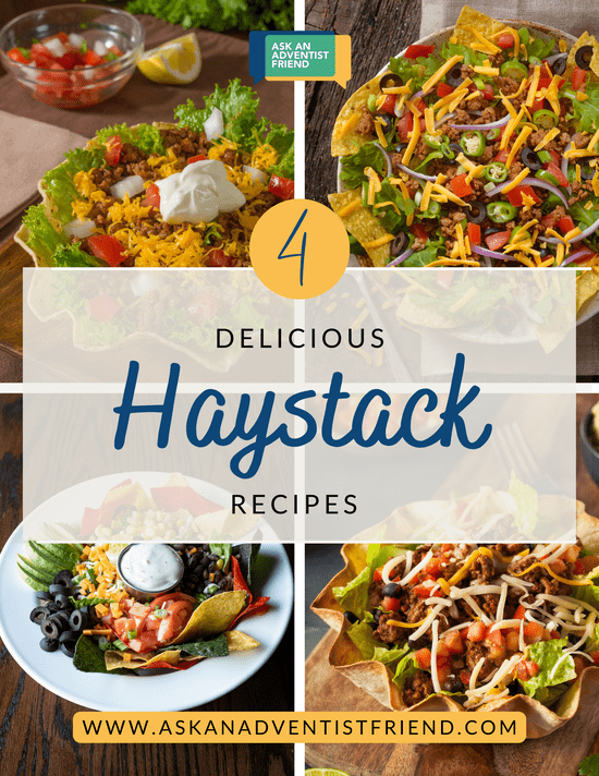 Cover of PDF download of 4 delicious haystack recipes Four different haystack images sit in each quadrant of a picture, suggesting 4 different ways to create a haystack.