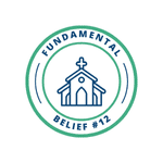 An icon of a church to represent Fundamental Belief #12.