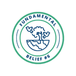 An icon of the Tree of Life, birds, and the earth to represent Creation and Fundamental Belief #6.