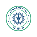 An icon of the crown of thorns, a cross, and a crown to represent Fundamental Belief #9, which goes over the life, death, and resurrection of Jesus.