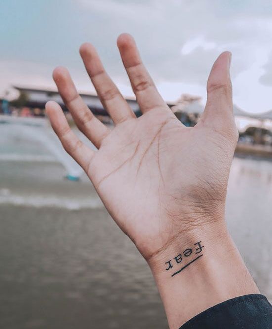 Fear Tattoo Tattoo of word - fear on a person's right hand as we discuss potential negative connotations with tattoos.