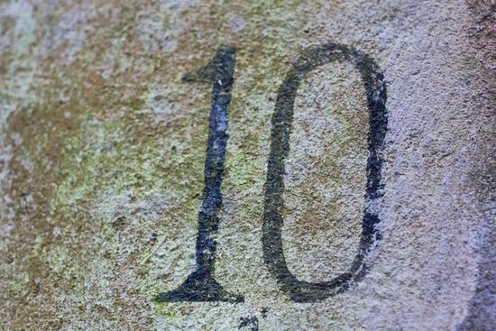 Israelites' Covenant The number 10 which is the 10 commandments of the covenant from Mt. Sinai given to the Israelites.