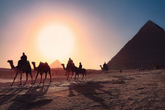 Out of Egypt Israelite people traveling out from Egypt after being set free of slavery.