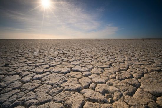 Desert Dry Ground A desert with dry, cracked ground, similar to the drought in Israel when Ahab was king