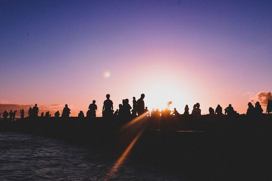 Gathering at the beach A gathering of Christians at the beach at sunset