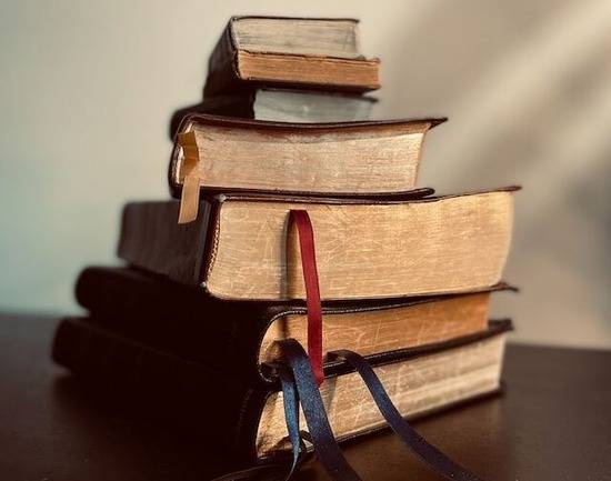 Stack of Bibles A stack of Bibles on a table
