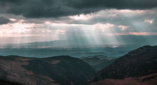 Mount of Transfiguration Light shining through the clouds as it might have on the Mount of Transfiguration