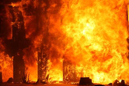 Buildings on Fire Fire consuming everything in its path.