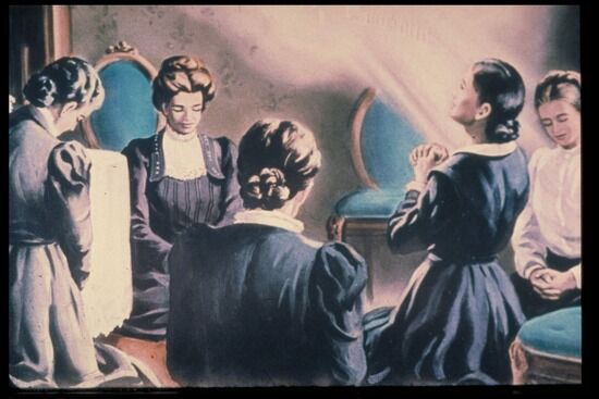 Ellen White in Vision A painting of Ellen White experiencing a vision at a women's prayer group.