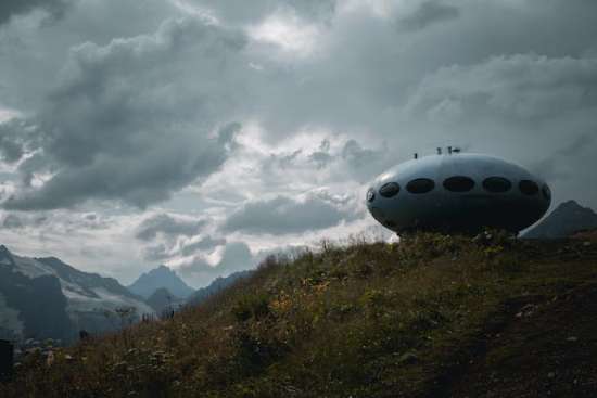 A supposed alien spaceship on a hill