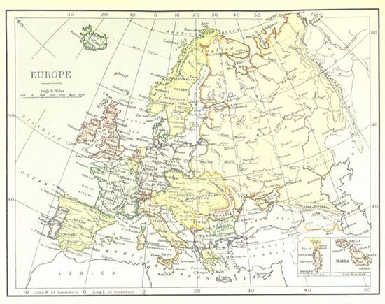 Old Map of Europe A map of Europe.