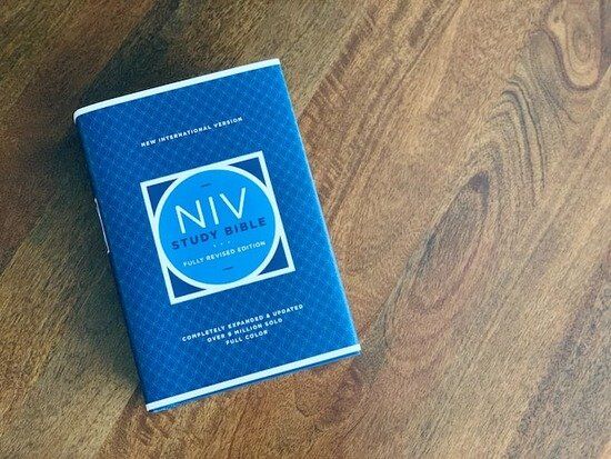 A blue NIV study Bible