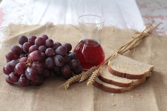 Passover Food Grapes, bread, and grape juice for the Last Supper