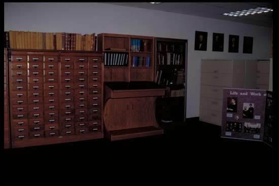 White Estate Vault Shelves and drawers of Ellen White's books and manuscripts at the White Estate vault