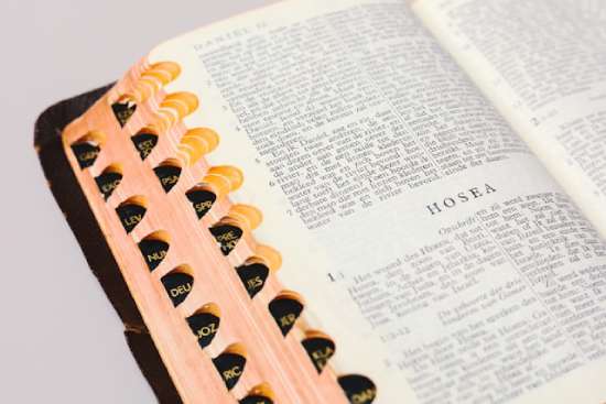 Hosea book A Bible opened to the book of Hosea.