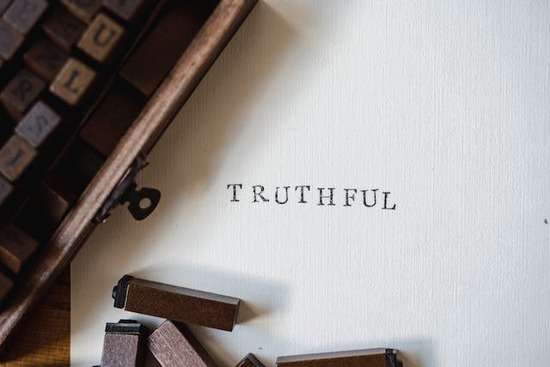 Truthful on Paper The word Truthful on a piece of paper