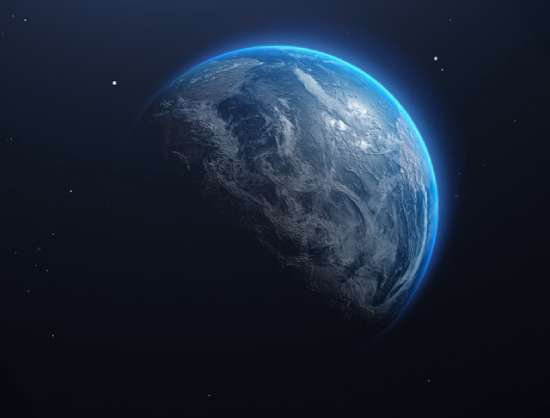 View of earth from space, signifying before creation The earth appearing in space from nothing
