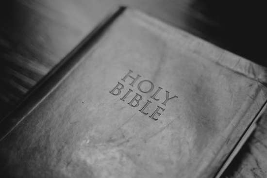 Cover of Bible A dark-colored leather Bible