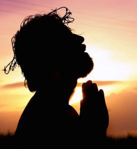 Jesus Jesus at His crucifixion, praying to God His Father