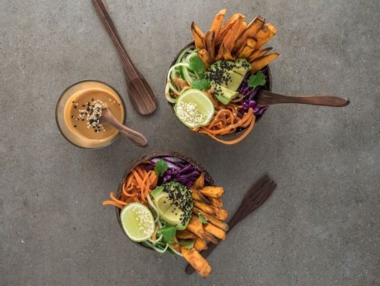Bowls of colorful veggies