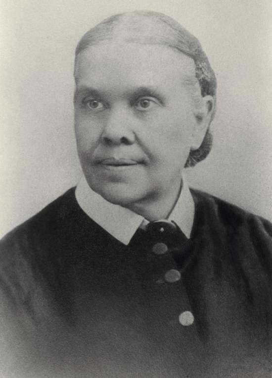 Portrait of Ellen White Black and white photograph of Ellen White's portrait.