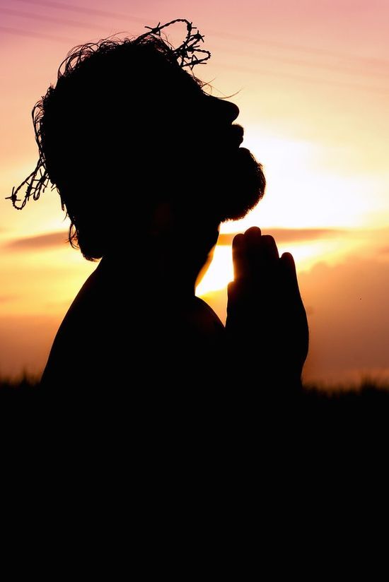 Jesus Christ Silhouette of Jesus praying to His Father in Gethsemane